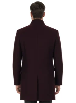 Wool Blend Burgundy Overcoat