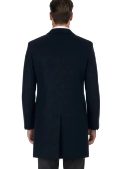 Wool Blend Navy Overcoat