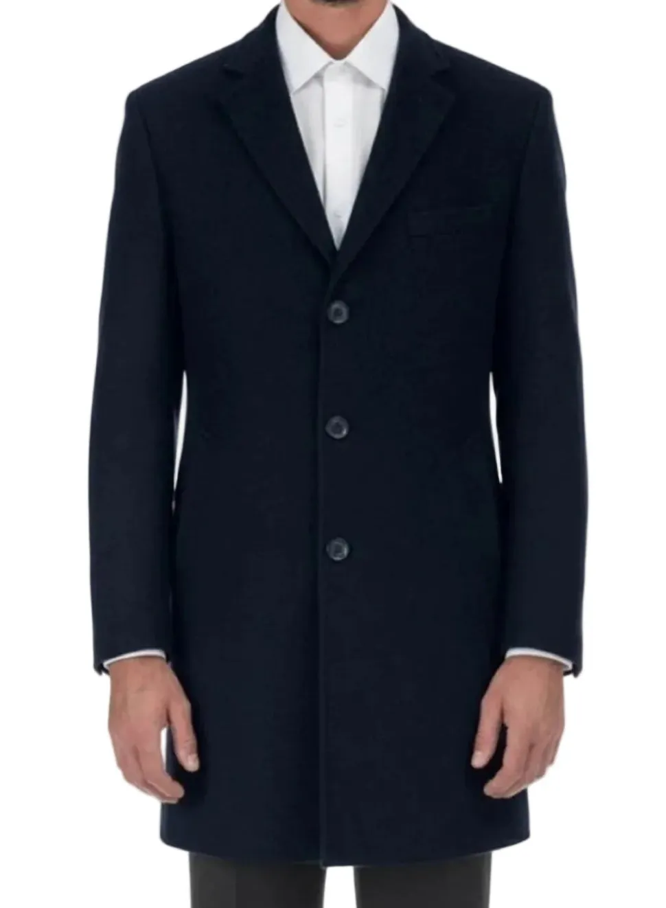 Wool Blend Navy Overcoat