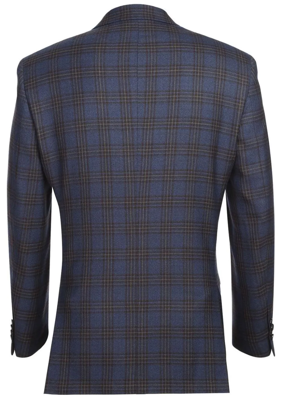 100% Wool Regular Fit 2 Button Sports Coat In Navy Plaid